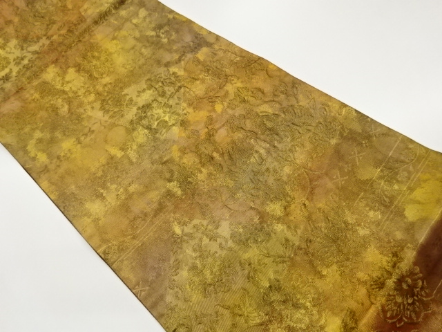 JAPANESE FUKURO OBI / MATELASSE / WOVEN FLOWER ARABESQUE